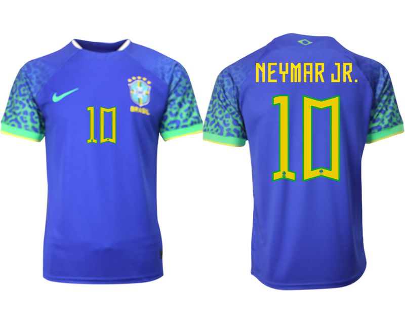 Men 2022 World Cup National Team Brazil away aaa version blue 10 Soccer Jersey